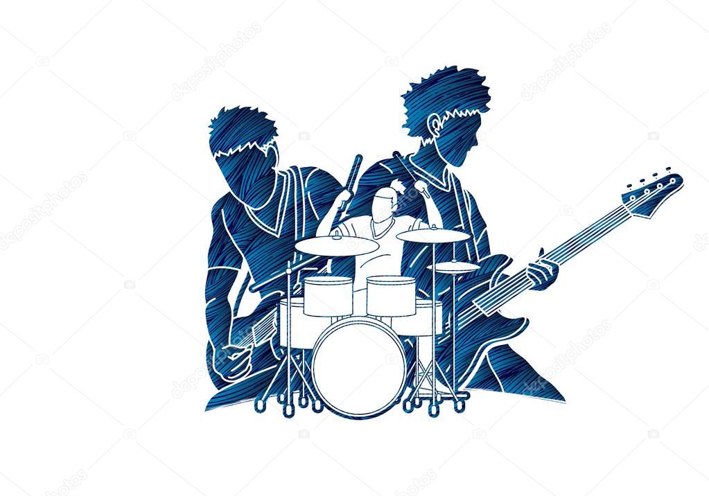 Musician playing music together, Music band, Artist graphic vector