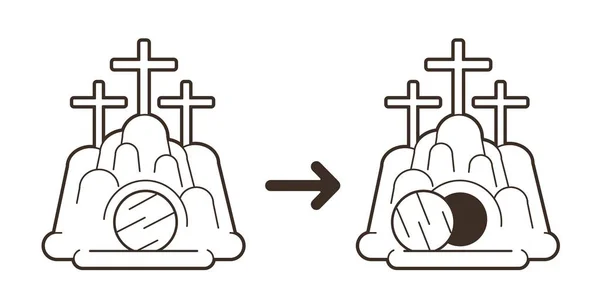 Túmulo Jesus Caverna Pedra Ressurreição Vetor Gráfico — Vetor de Stock