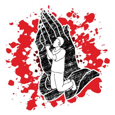 Dua, dua, Tanrı seni korusun için çift pozlama karikatür grafik vektör