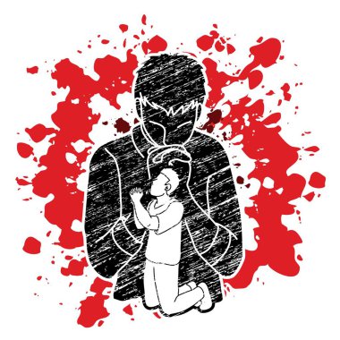 Dua, dua, Tanrı seni korusun için çift pozlama karikatür grafik vektör