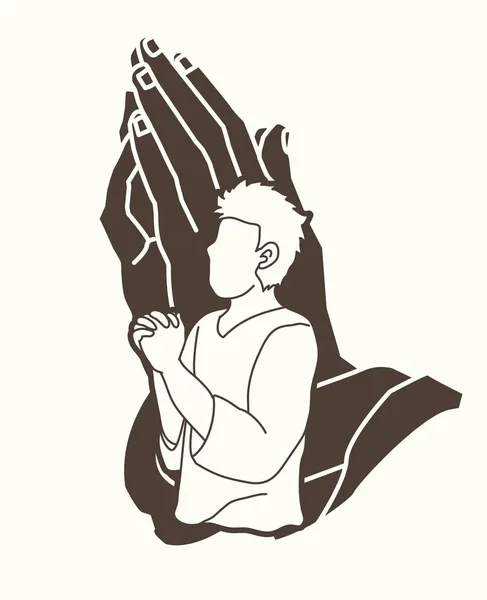 Dua Dua Tanrı Seni Korusun Için Çift Pozlama Karikatür Grafik — Stok Vektör