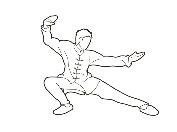 Man Kung Pose Listo Para Luchar Contra Vector Gráfico — Archivo Imágenes Vectoriales