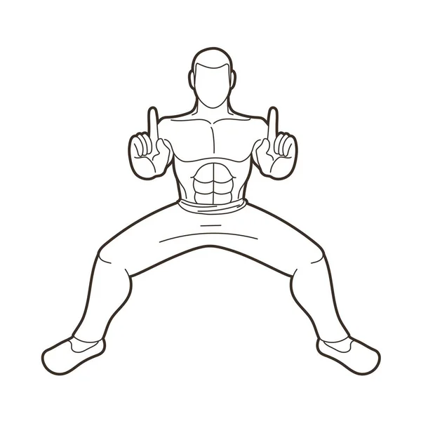 Man Kung Action Redo Att Bekämpa Grafisk Vector — Stock vektor