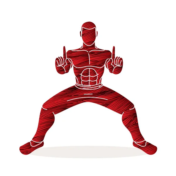 Man Kung Acción Lista Para Luchar Contra Vector Gráfico — Archivo Imágenes Vectoriales