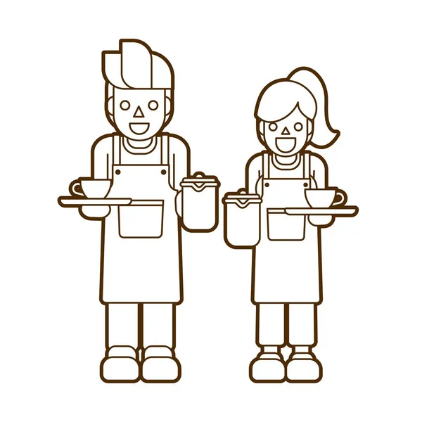 Koffie Serveren Barista Cartoon Grafische Vector — Stockvector