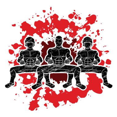 Kung Fu fighter, dövüş sanatları eylem karikatür grafik vektör.