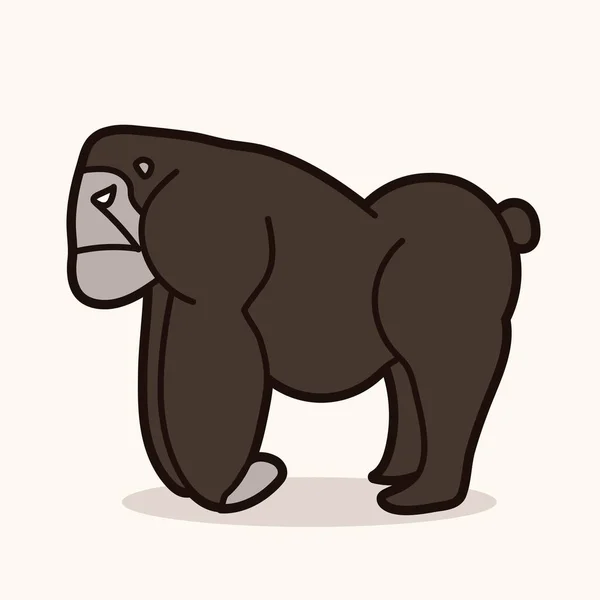 Angry Gorilla Standing Side View Graphic Vector — Stock Vector