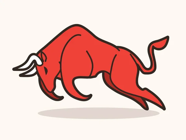 Bull Laddning Bull Attack Grafisk Vector — Stock vektor