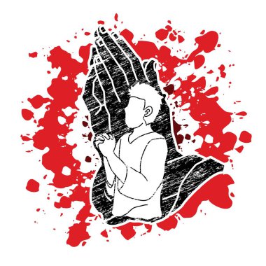 Adam dua, övgü Tanrı'ya, Double exposure grafik vektör