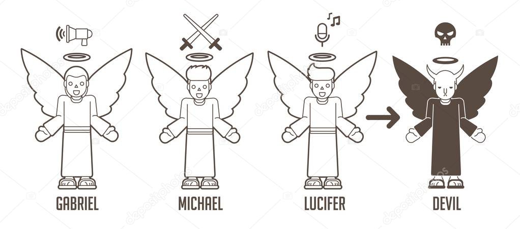 Angels of God cartoon graphic vector