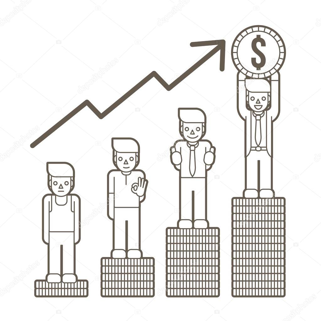 Never give up, Poor to millionaire, Business growth up, How to success icon graphic vector.