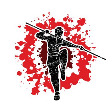 Adam sopa eylem, Kung Fu ile poz grafik vektör.