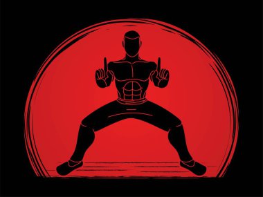 Adam Kung Fu eylem grafik vektör savaşmaya hazır