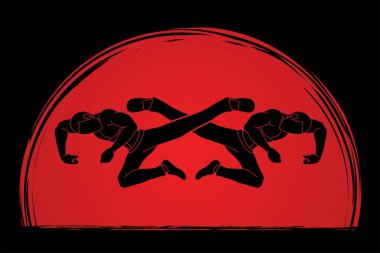 Kung Fu atlama tekme karikatür grafik vektör