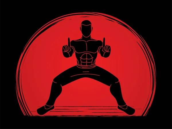 Man Kung Acción Lista Para Luchar Contra Vector Gráfico — Vector de stock