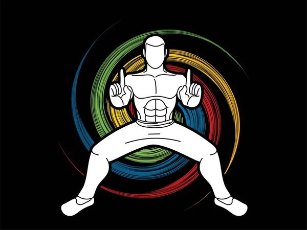 Man Kung Acción Lista Para Luchar Contra Vector Gráfico — Archivo Imágenes Vectoriales