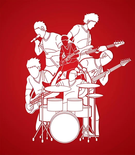 Musician Playing Music Together Music Band Graphic Vector — Stock Vector