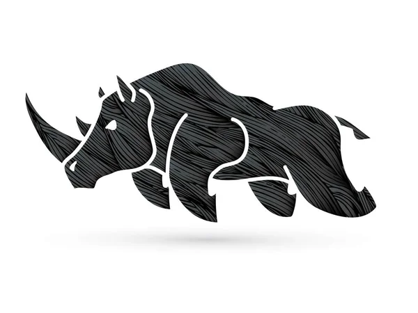 Dühös Rhino Grafikus Támadási — Stock Vector