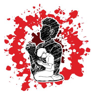 Dua, dua, Tanrıya şükür, ibadet karikatür grafik vektör Hıristiyan.