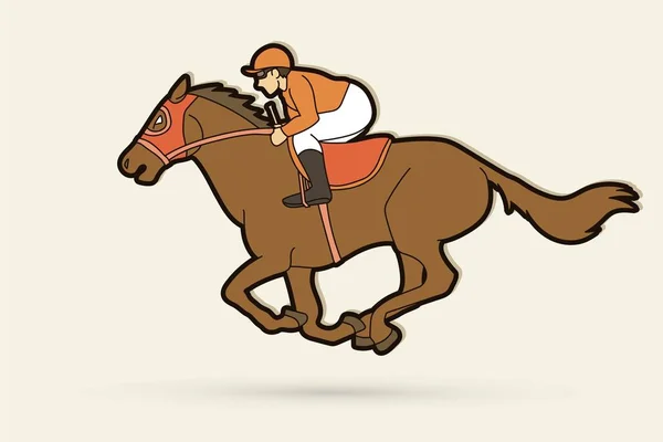 Jockey Equitação Cavalo Desenho Animado Esporte Gráfico Vetor — Vetor de Stock
