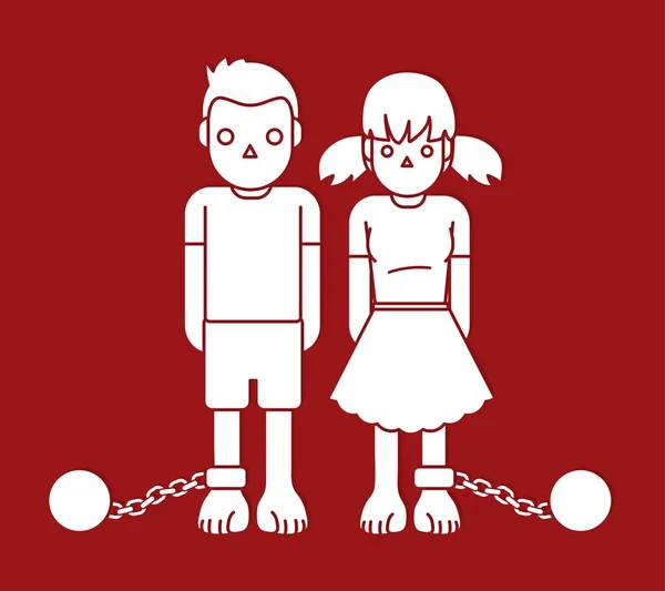 Stop Maltraitance Des Enfants Enfants Avec Chaîne Vecteur Graphique Billes — Image vectorielle