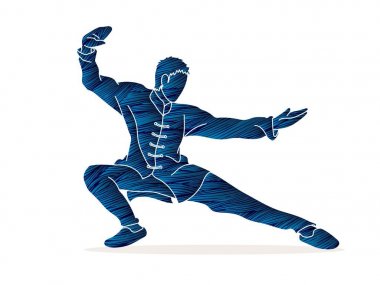 Kung Fu eylem karikatür grafik vektör mücadele için hazır.