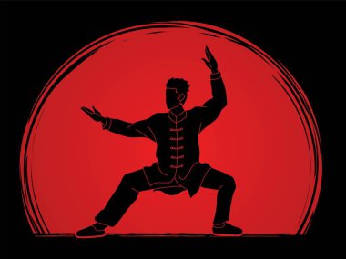 Kung Fu eylem karikatür grafik vektör mücadele için hazır.