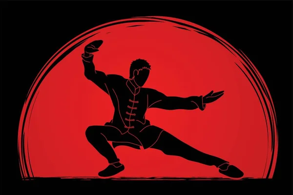 Acción Kung Listo Para Luchar Contra Vector Gráfico Dibujos Animados — Archivo Imágenes Vectoriales