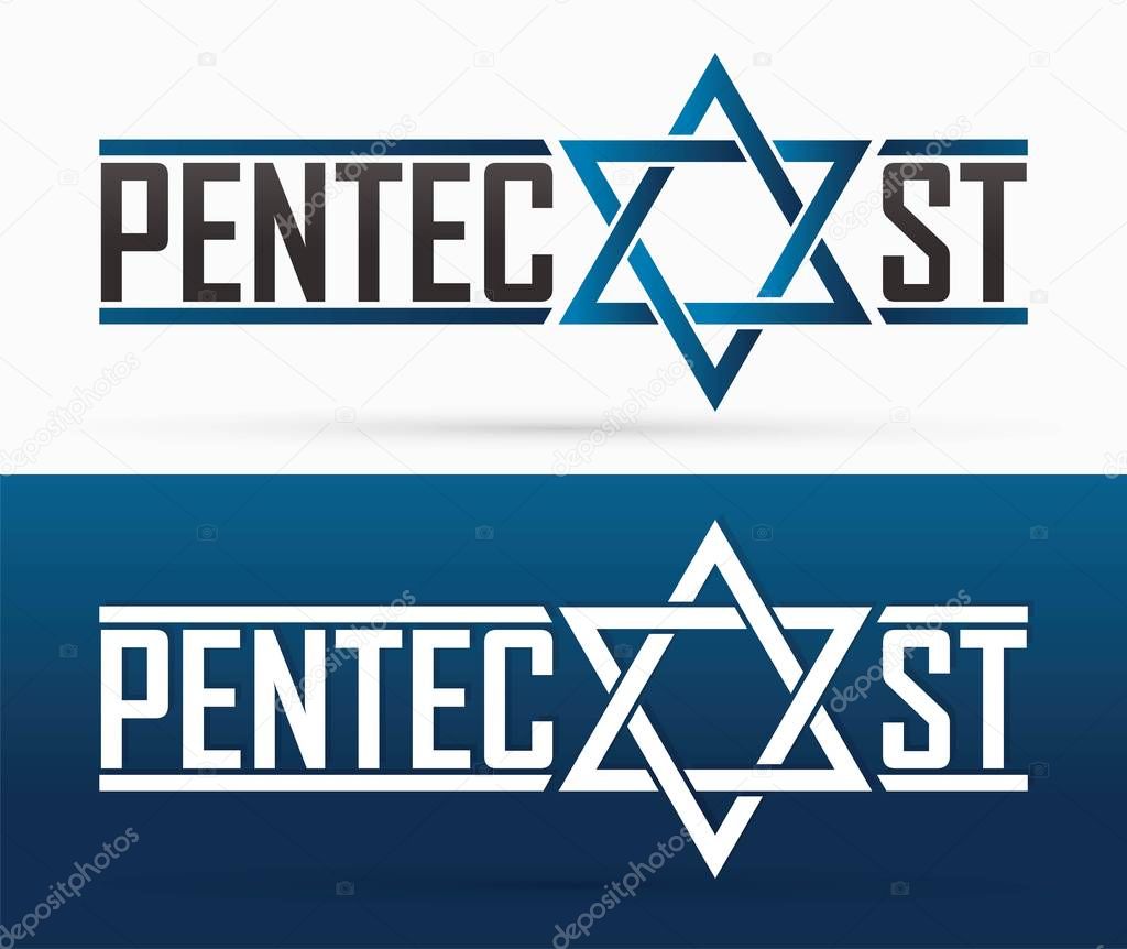 Pentecost text with Israel star and Holy Spirit  Dove graphic vector