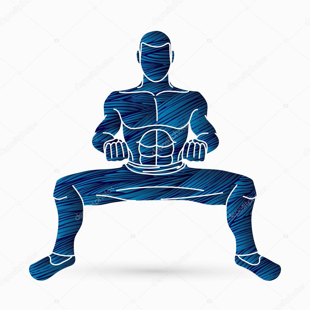 Man Kung Fu action ready to fight graphic vector