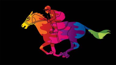 Jokey binicilik at karikatür spor grafik vektör