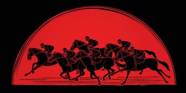 Jockeys binicilik at Grubu, spor yarışması karikatür spor grafik vektör
