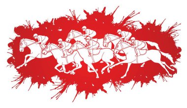 Jockeys binicilik at Grubu, spor yarışması karikatür spor grafik vektör