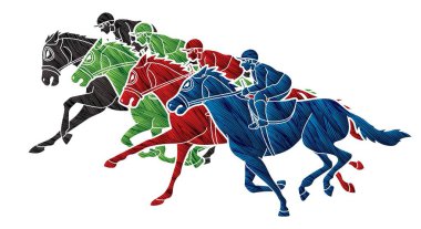 Jockeys binicilik at Grubu, spor yarışması karikatür spor grafik vektör