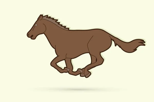 Carreras Caballos Corriendo Vector Gráfico Dibujos Animados — Archivo Imágenes Vectoriales