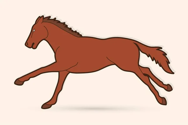 Pferderennen Läuft Cartoon Grafik Vektor — Stockvektor