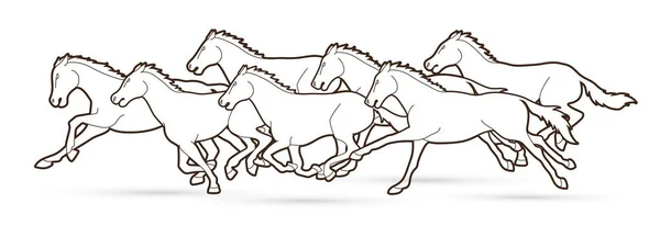 Pferde Laufen Cartoon Graphic Vektor — Stockvektor