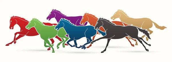 Horses Running Cartoon Graphic Vector — Stock Vector