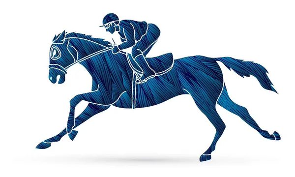 Jockey Paardrijden Paard Cartoon Sport Grafische Vector — Stockvector