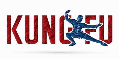 Kung Fu eylem metin ile tasarlanmış , Font Kung fu grafik vektör