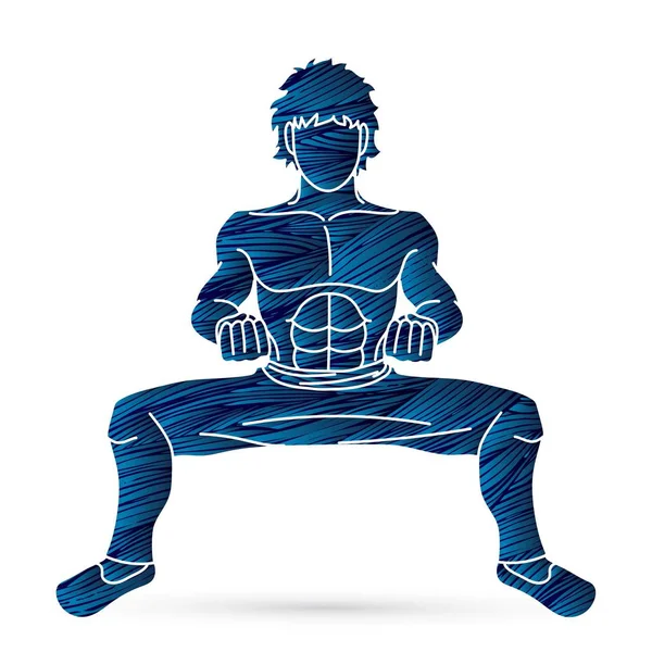 Man Pose Kung Fighting Action Graphic Vector — Stock Vector