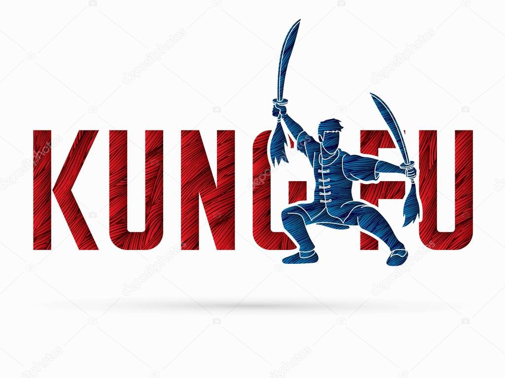 Kung Fu action designed with text , Font Kung fu graphic vector