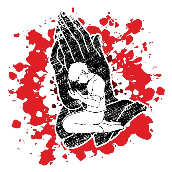 Dua, dua, Tanrıya şükür, ibadet karikatür grafik vektör Hıristiyan.