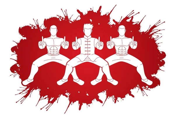 Kung Luchador Artes Marciales Acción Dibujos Animados Vector Gráfico — Archivo Imágenes Vectoriales