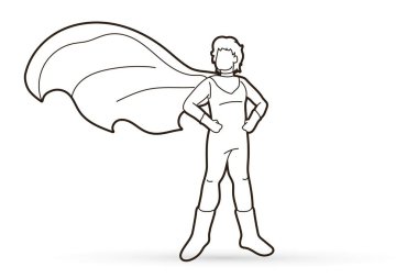 Süper Kahraman Adam kostüm karikatür grafik vektör ile ayakta.