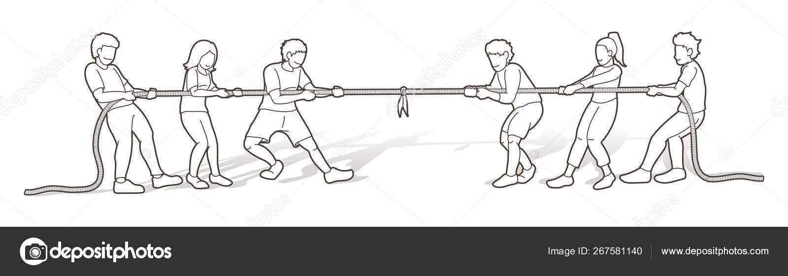 Children Playing Tug War Cartoon Graphic Vector Stock Vector Image by  ©sila5775 #267581140