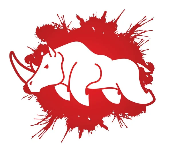 Angry Rhino Vector Gráfico Dibujos Animados — Vector de stock