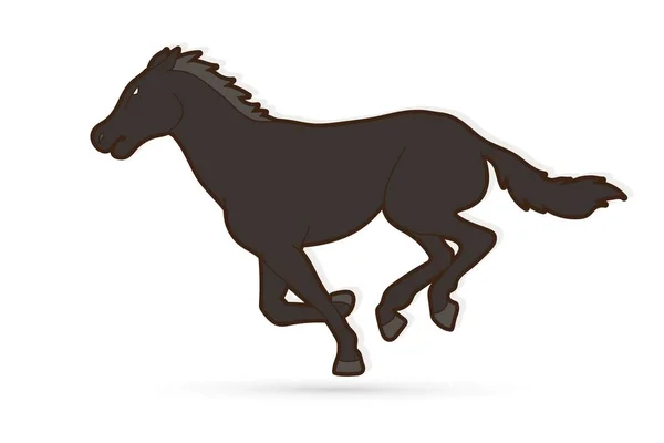 Horse Racing Running Cartoon Grafische Vector — Stockvector
