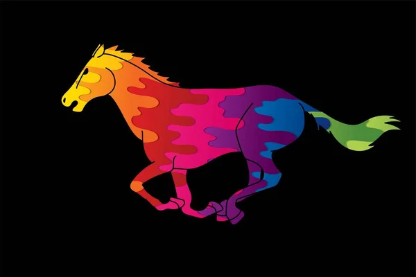 Horse Racing Running Cartoon Grafische Vector — Stockvector