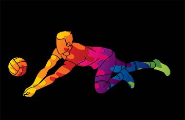 Adam voleybolcu Aksiyon karikatür grafik vektör